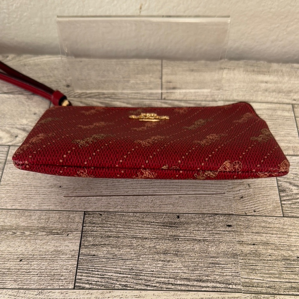 Coach Red Wristlet Horse and Carriage Dot Print - Picture 4 of 13
